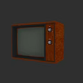 Vintage Television with Wooden Case Two Knobs and Gray Screen