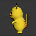 Pikachu Yellow Standing Figure With Large Ears Red Cheeks And Lightning Bolt Tail 3d model