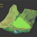 Detailed Mountainous Coastal Terrain With Path Vegetation And Blue Water
