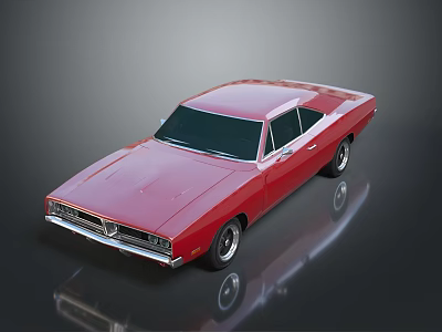 Classic Red Two Door Sedan With Smooth Shiny Exterior And Ground Reflections 3d model