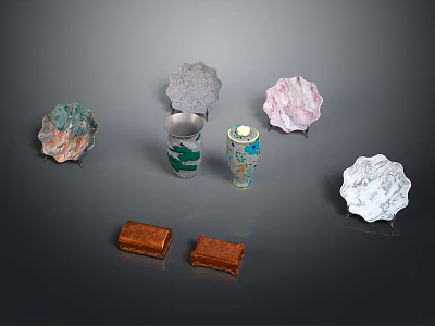 Decorative Ornament Set With Various Shapes Colors And Textured Home Decor Pieces 3d model