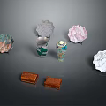 Decorative Ornament Set With Various Shapes Colors And Textured Home Decor Pieces