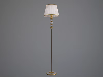 Elegant Floor Lamp With White Lampshade Metal Pole And Decorative Base 3d model