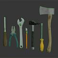 Essential Hardware Tools Including Wrench Pliers Hammer Screwdriver and Axe for Home Use 3d model