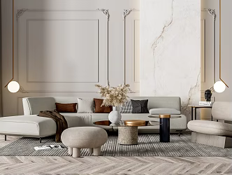 Modern sofa coffee table combination 3d model
