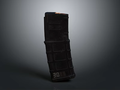 Black Plastic Gun Magazine With Grid Pattern Design And Orange Tip 3d model