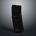 Black Plastic Gun Magazine With Grid Pattern Design And Orange Tip