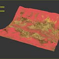 3D Terrain Model With Mountain Ranges Valleys Green Yellow And Detailed Topography