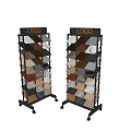 Mobile Display Racks for Showcasing Various Material Samples with Logo and Multiple Shelves 3d model
