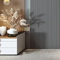Modern Bed Background Wall With Vertical Stripes And Decorative Painting Design 3d model