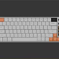 White Computer Keyboard With Orange Accent Keys And Sleek Modern Design 3d model