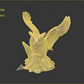 Decorative Owl Statue With Spread Wings Perched On Tree Branch Base And Crystal Elements 3d model