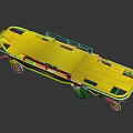Yellow Medical Stretcher With Black Handles And Wheels For Emergency Use