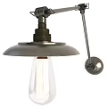 Industrial Style Wall Lamp With Metal Arm Shade And Vintage Clear Illuminated Bulb