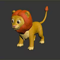 Cute Cartoon Lion Toy Figure With Red Mane Yellow Body And White Paws