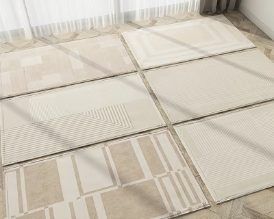 Neutral Toned Square Rugs With Geometric Patterns For Modern Home Decor 3d model