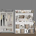Modern Wardrobe with Glass Doors Hanging Clothes Kids' Clothes Drawers Baskets Giraffe Penguin Stuffed Toys