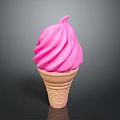 Pink Swirl Ice Cream In Waffle Cone With Creamy Texture And Vibrant Color