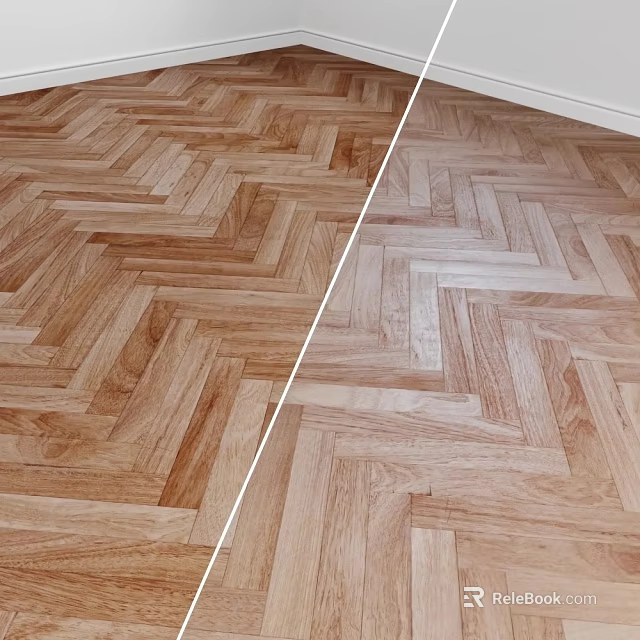 Herringbone Pattern Wooden Flooring In Light And Dark Color Tones 3d model 