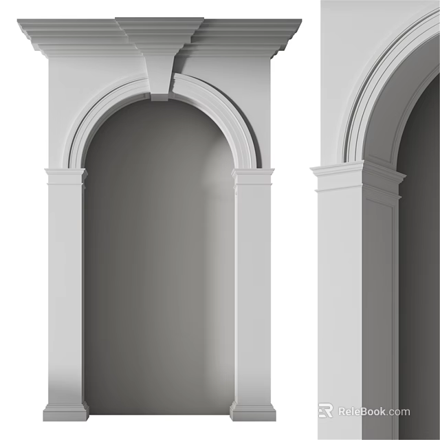 Architectural Components Featuring White Arched Structure And Decorative Columns 3d model 