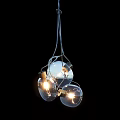Modern Clustered Chandelier With Transparent Glass Glowing Bulbs And Contemporary Design