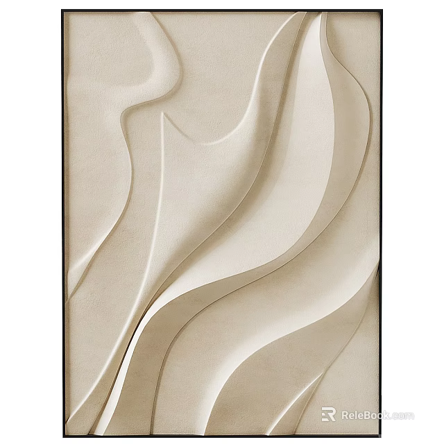 Beige Decorative Frame with Wavy Textured Surface Modern Minimalist Design for Wall Art Decoration 3d model 