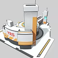 Futuristic Base Facility With Tower Labeled 3 Circular Central Structure Modular Buildings White Gray Orange