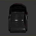 Sporty Black Leather Car Seat With Red Stitching Striped Design And Headrest Holes