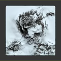 3D Snowy Mountain Terrain Model With Snow Covered Slopes And Rocky Peaks