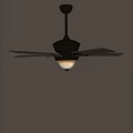 Modern Ceiling Fan With Light Fixture And Metal Blades For Room Interior