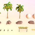 Wooden Logs And Stone Rocks Decor With Small Plants And Natural Wood Structures