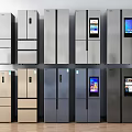 Multiple Modern Refrigerators With Varied Designs And Digital Display Features 3d model