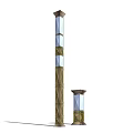 Outdoor Pillar Lights With Glass Panels And Decorative Metal Frames For Garden