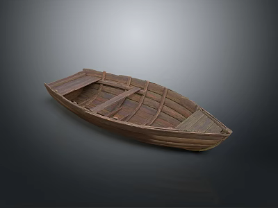 Vintage Rustic Wooden Boat With Simple Planks And Traditional Handcrafted Design 3d model