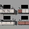 Modern TV Stand Designs With White And Brown Cabinets Drawers And Decorative Items