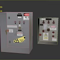 Open Electrical Control Panels Enclosure With Internal Switches Labels And Warning Signs 3d model