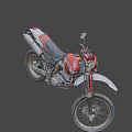 Red And White Off Road Motorcycle With Rugged Design Large Tires And Black Seat