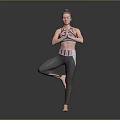 Woman Practicing Yoga Tree Pose In Sportswear With Hands In Prayer Position