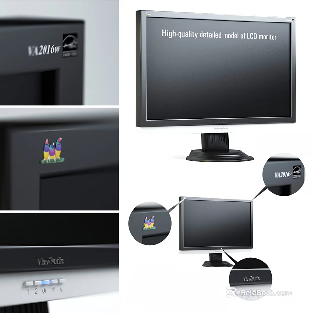 ThinkPad VL200m Computer Monitor With Sleek Black Screen And Stable Stand Design 3d model 