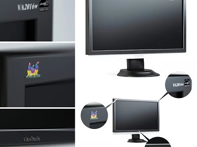 ThinkPad VL200m Computer Monitor With Sleek Black Screen And Stable Stand Design 3d model