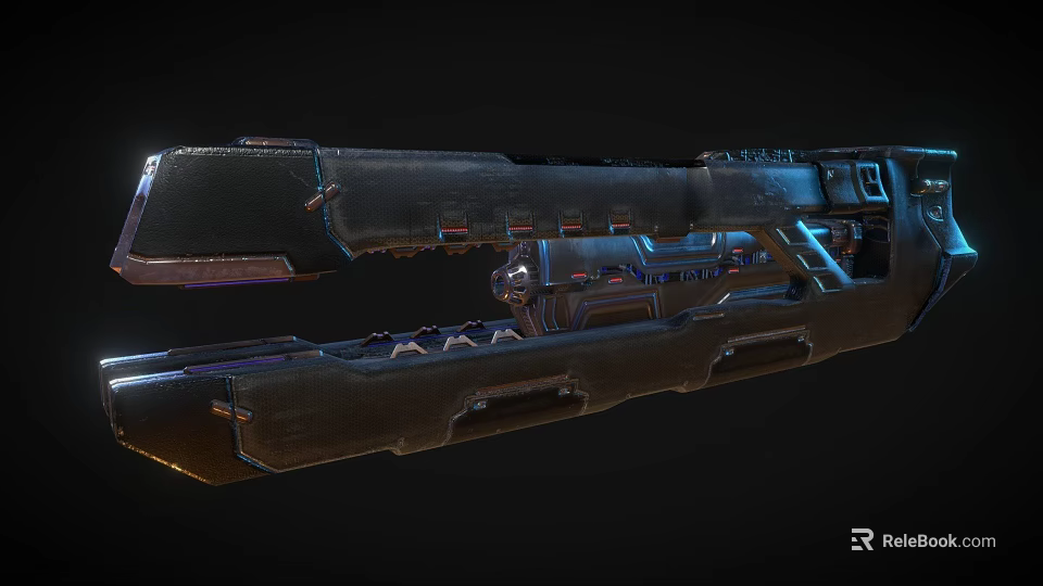 Futuristic Sci Fi Weapon With Metallic Body Blue Illumination Modular Design And Advanced Features 3d model 