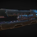 Futuristic Sci Fi Weapon With Metallic Body Blue Illumination Modular Design And Advanced Features