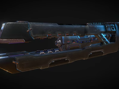 Futuristic Sci Fi Weapon With Metallic Body Blue Illumination Modular Design And Advanced Features 3d model