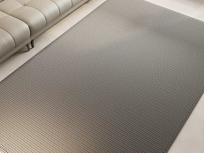 Gray Textured Square Area Rug In Living Room With Sofa 3d model