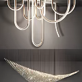Modern Unique Chandelier With Artistic Metal Curves And Soft Lighting For Stylish Interior Design