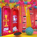 Colorful Interactive Play Zone With Theme Doors Fairy Tale Designs Colorful Balls And Balloons