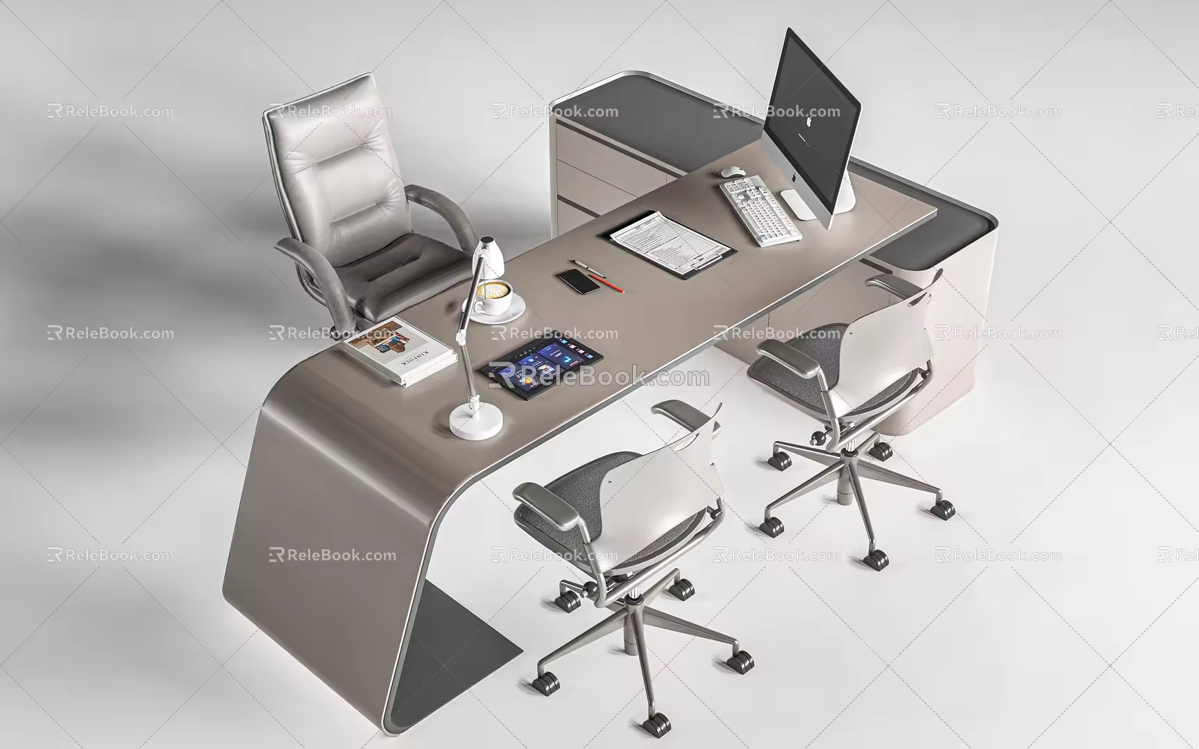 Modern Office Desk and Chair Manager Desk Boss Desk and Chair 3d model
