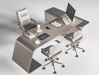 Modern Office Desk and Chair Manager Desk Boss Desk and Chair 3d model