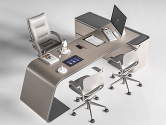 Modern Office Desk and Chair Manager Desk Boss Desk and Chair 3d model