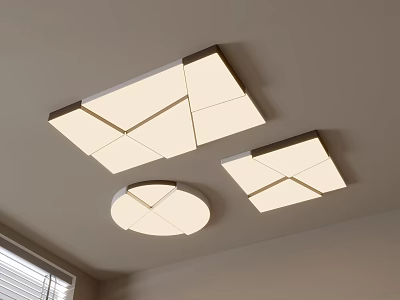 Modern Geometric Ceiling Lights With Square Round Shapes And White Lighting Design 3d model